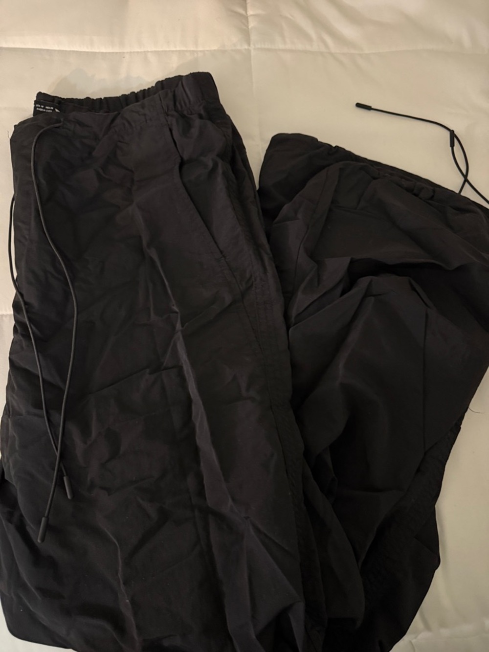 Zara Nylon Black Casual Drawstring Pants